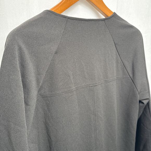 Dennis Basso Black Coat Women's Size 6 Gold Buttons Thin Overcoat Wide Sleeves - Picture 11 of 11